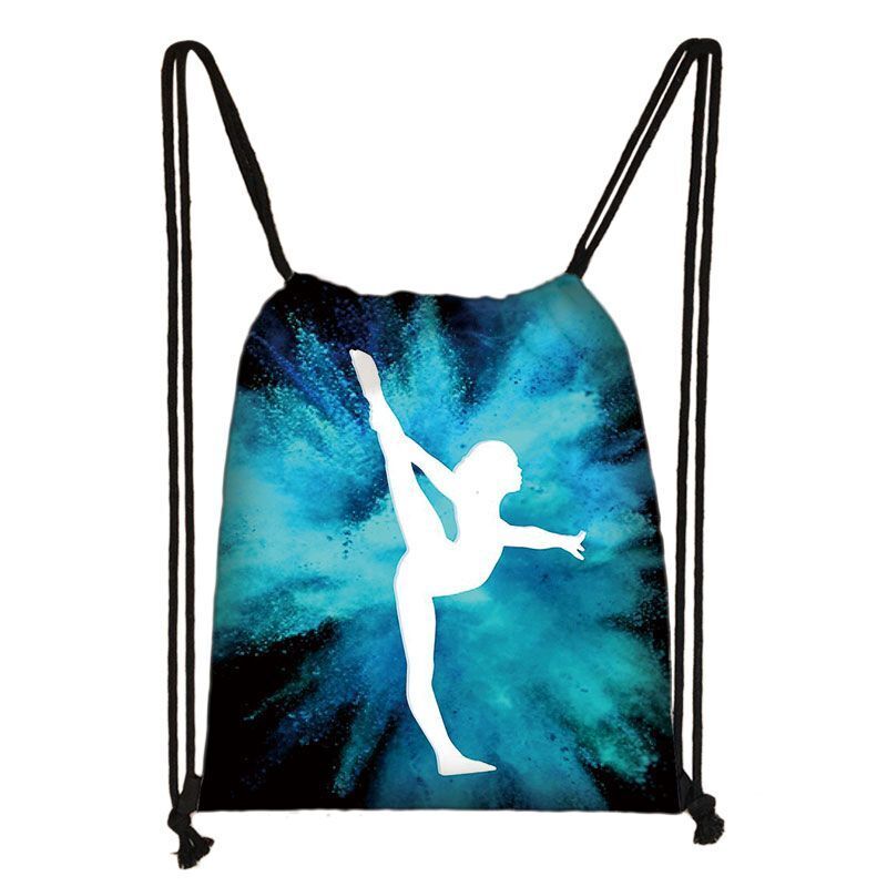 Watercolor Art Print Backpack Drawstring Bag Daypack Gymnast Storage Bag Travel