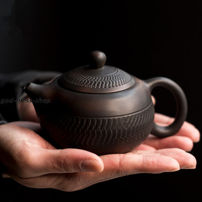 China JianShui Purple Pottery Tea Pot Creative Handmade Pot Xishi Ball Infuser