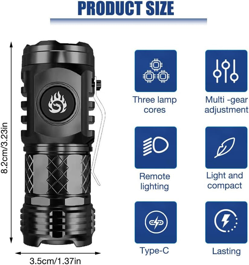 4xThree-Eyed Monster Mini Super Power Flashlight Camping Waterproof rechargeabke