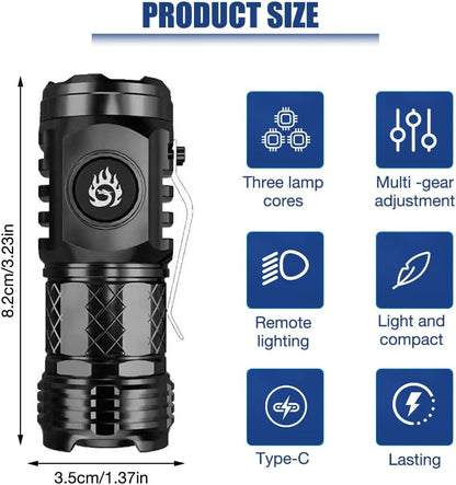 4xThree-Eyed Monster Mini Super Power Flashlight Camping Waterproof rechargeabke