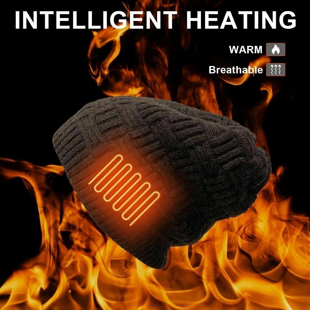 1PC Rechargeable Heating Winter Warm Head Cap Washable Outdoor Sport Heating Hat