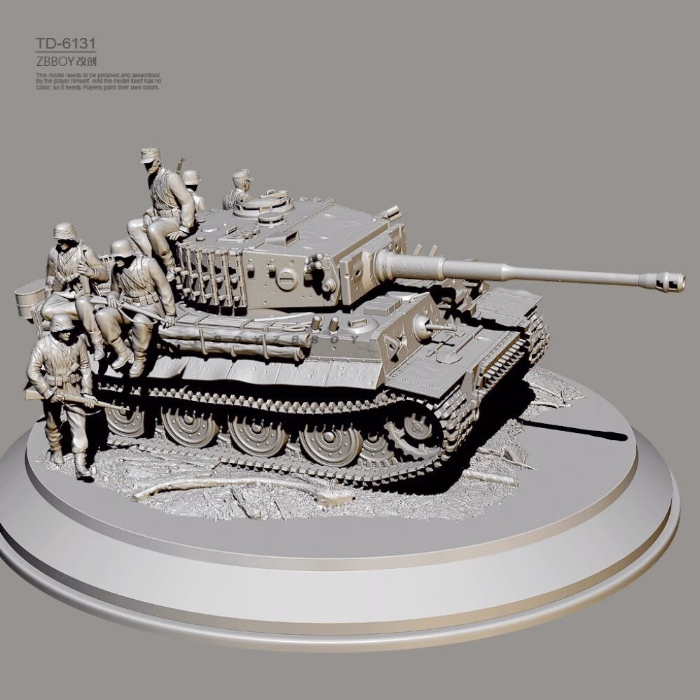 1/48 resin figure model Kit 3D printing of WW II tanks and soldiers Unassembled