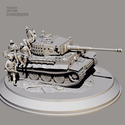 1/48 resin figure model Kit 3D printing of WW II tanks and soldiers Unassembled