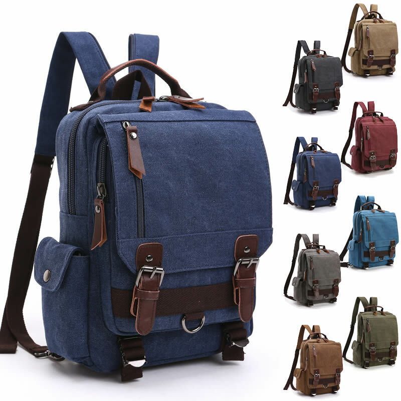 Unisex Canvas Convertible Small Backpack Rucksack Chest Pack Sling Bag Traavel