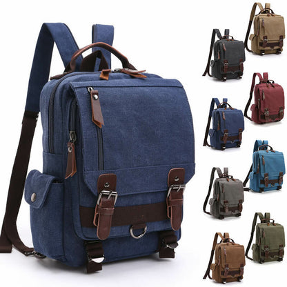 Unisex Canvas Convertible Small Backpack Rucksack Chest Pack Sling Bag Traavel