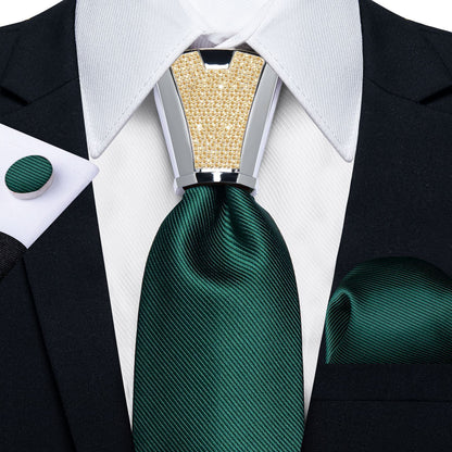 Men Necktie 3Pcs Luxury Striped Ties Cufflinks Pocket Square Wedding Accessories