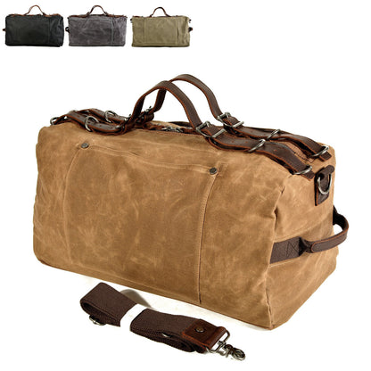 Vintage Water Resistant Wax Canvas Duffel Travel Overnight Weekend Gym Carry Bag