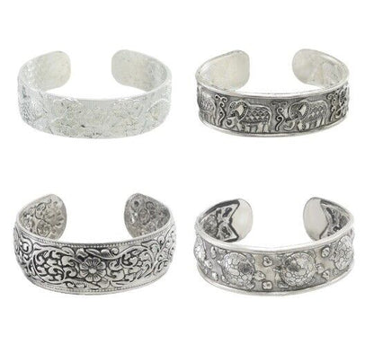 Women Bracelets Zinc Alloy Vintage Tibetan Silver Carved Pattern Fashion Jewelry
