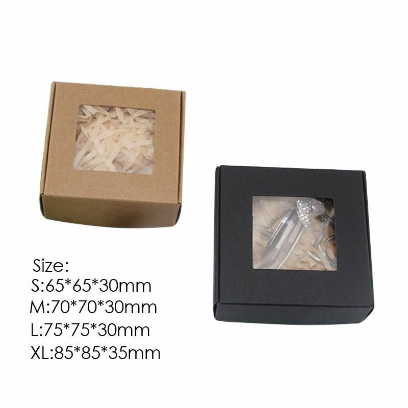 50Pcs Kraft Paper Candy Box Transparent Window Soap Wedding Birthday Christmas