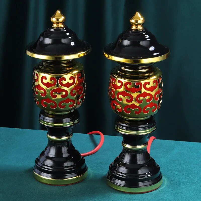 23cm Buddha Alloy Metal Auspicious Cloud Led Lamp Temple/Home Tibetan Buddhist