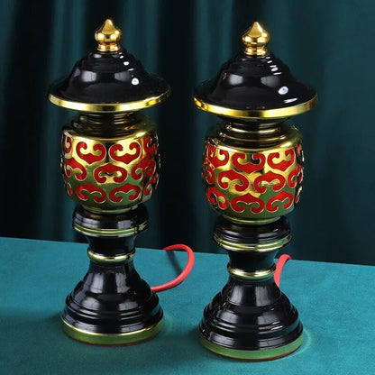 23cm Buddha Alloy Metal Auspicious Cloud Led Lamp Temple/Home Tibetan Buddhist