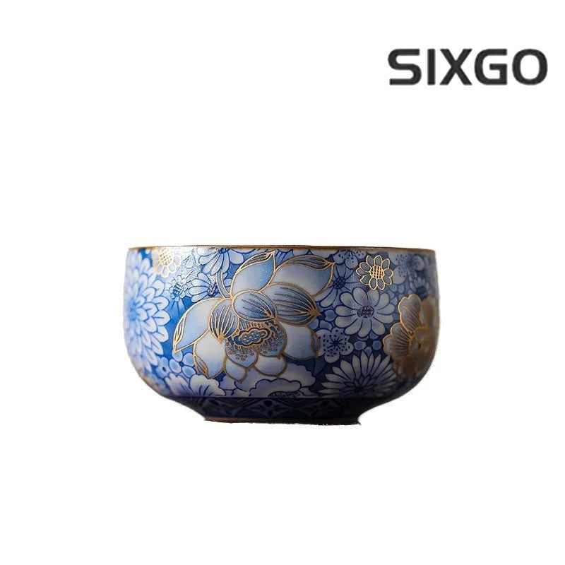 55ml Chinese Blue and White Ceramic Teacup Handmade Meditation Cup Tea Set