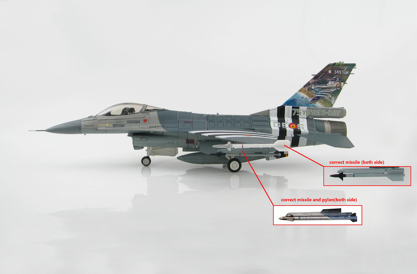 HM Lockheed F-16AM "75 Years D-Day"FA-124 349 Sqn. Belgian 1/72 diecast model