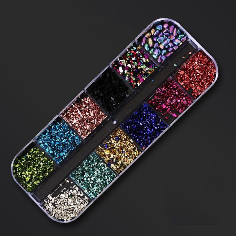 Nail Art Decor 12Design Box 3D Irregular Abalone Seashell Fragment Flakes Charms