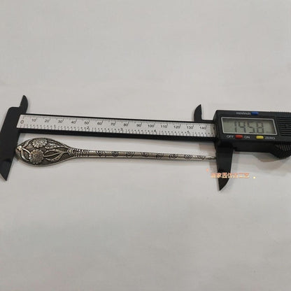 Vintage Silver Plated Copper Hairpin Floral Engraved Chinese Style