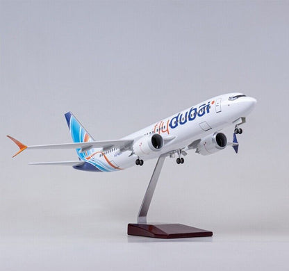 47CM Flydubai BOEING 737MAX Airplane Led Sound-controlled Light Resin Model