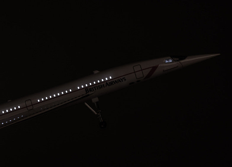 1:125 50CM BRITISH-SINGAPORE Concorde Airplane Led Sound Light Resin Model