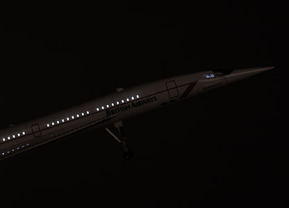 1:125 50CM BRITISH-SINGAPORE Concorde Airplane Led Sound Light Resin Model
