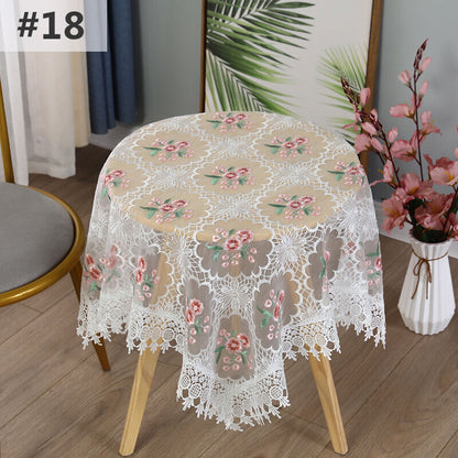 Lace Floral Embroidered Tablecloth European Style Tea Table Dust-Proof Covers