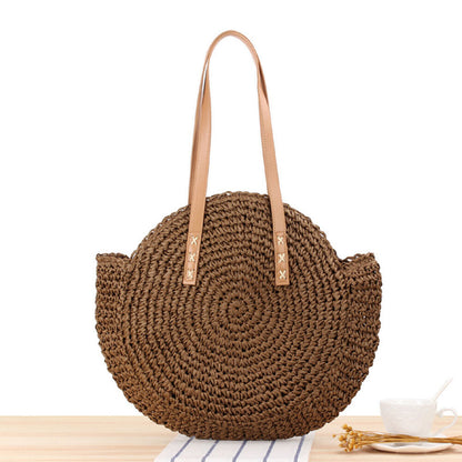 Womens Wicker Handbag Bags Tote Beach Straw Woven Summer Rattan Basket Bag