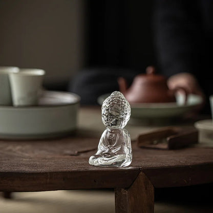 8.5cm Glass Rulai Buddha Tea Pet Ornament Statue Kung Fu Tea Tray Accessories
