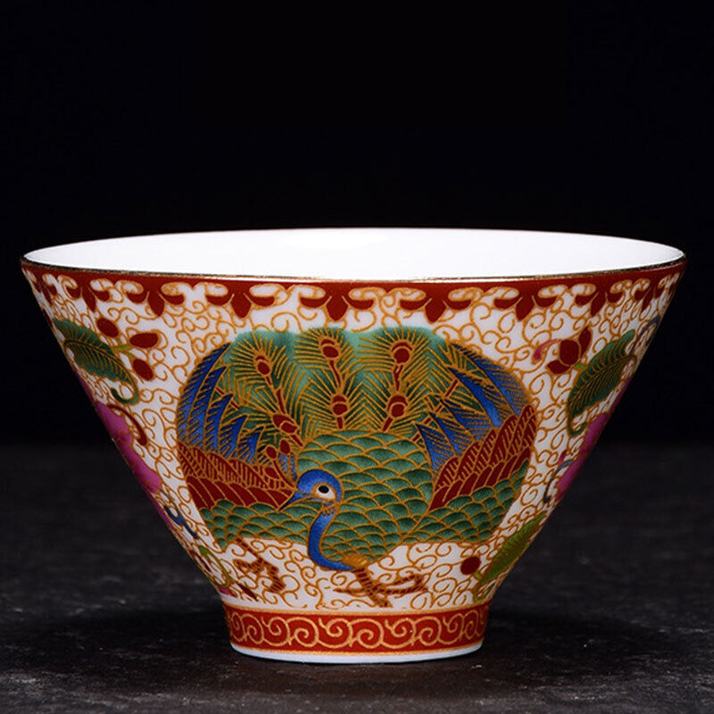 Chinese Enamel Painted Ceramic Teaset Vintage Teacup Eco-friendly Wine Mug Gift