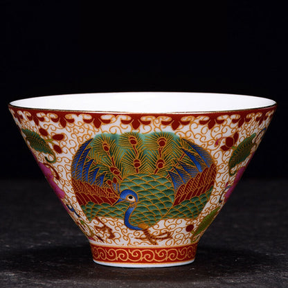 Chinese Enamel Painted Ceramic Teaset Vintage Teacup Eco-friendly Wine Mug Gift