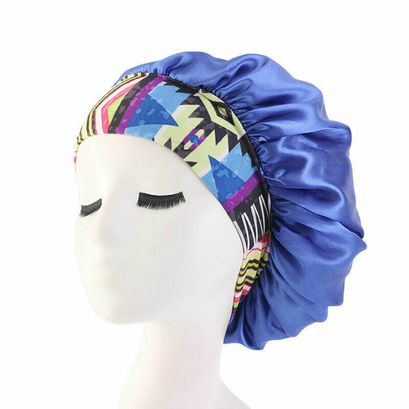 Silk Night Sleep Cap Hair Bonnet Hat Satin Wide Band Large Jumbo Head Cover Size