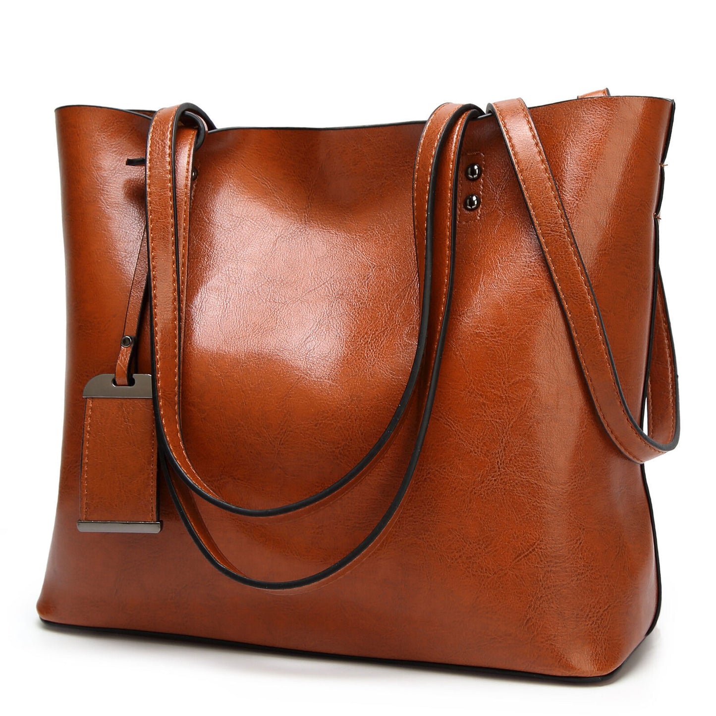 Leather Bucket Bag Double Strap Handbag Shoulder Bags Women Shopping