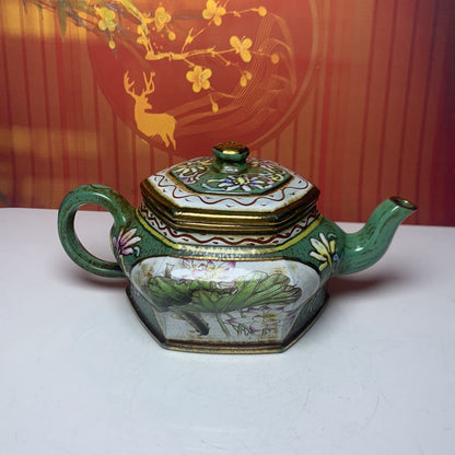 Vintage Chinese Yixing Purple Clay Teapot Zisha Ceremony Enamel Nice Teaware Art
