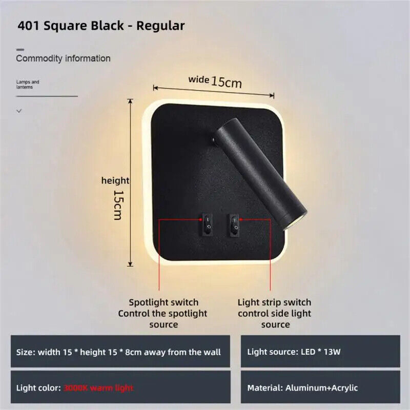 Wall Lamp USB Minimalist Hotel Interior LED Reading Lights Corridor Bedroom 220V