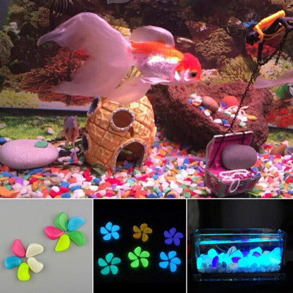 10Pcs Artificial Luminous Stone Glow in the Dark Pebbles Walkway Aquarium Decor