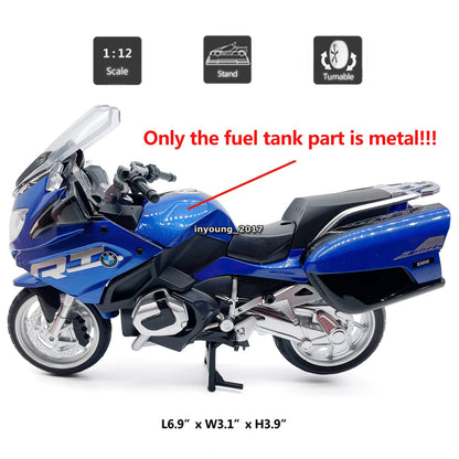 1/12 BMW R1250 RT Motorcycle Model Diecast Toy Vehicle Toys for Boys Kids Blue