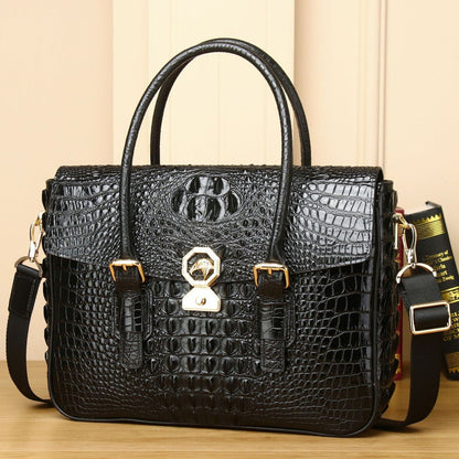 Top Cowhide Crocodile Alligator Printing Handbag Men's Luxury Business Briefcase