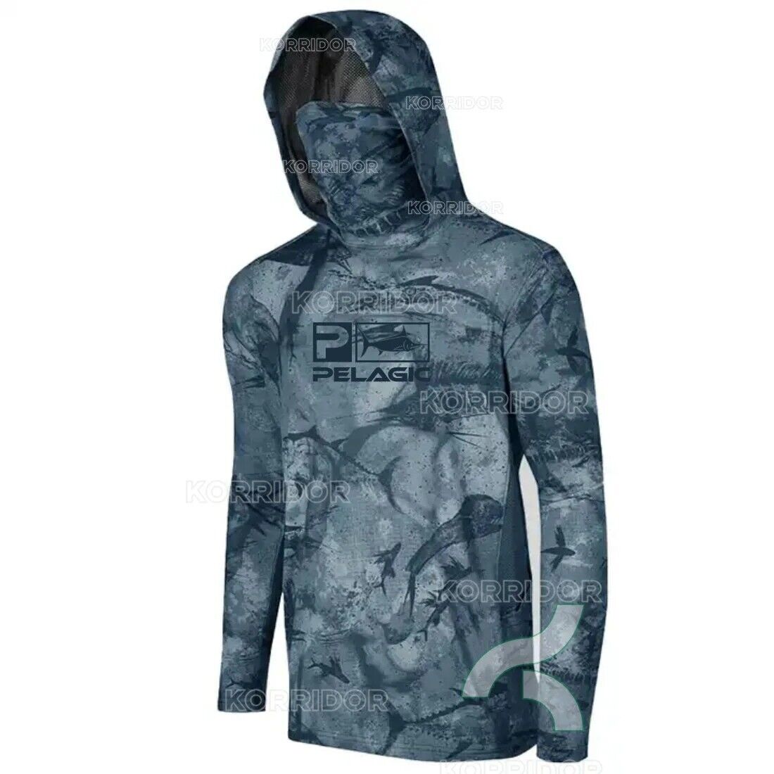 2023 New Men Hooded Fishing Shirt + Men Face Cover Fishing Outdoor Summer