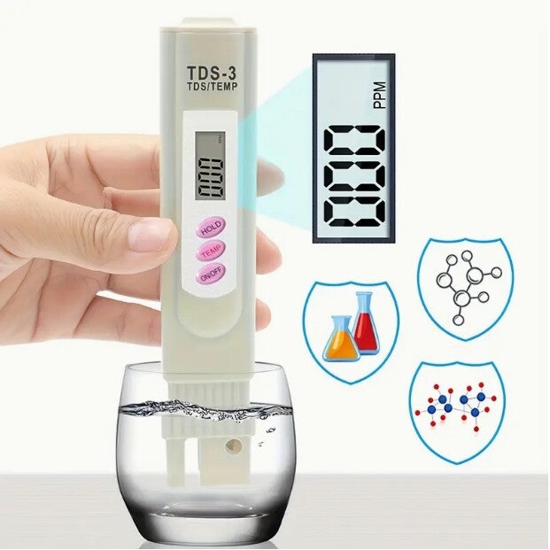 Handheld Water Quality Hardness Purity Digital LCD Meter 0-9990 PPM TDS TDS-3