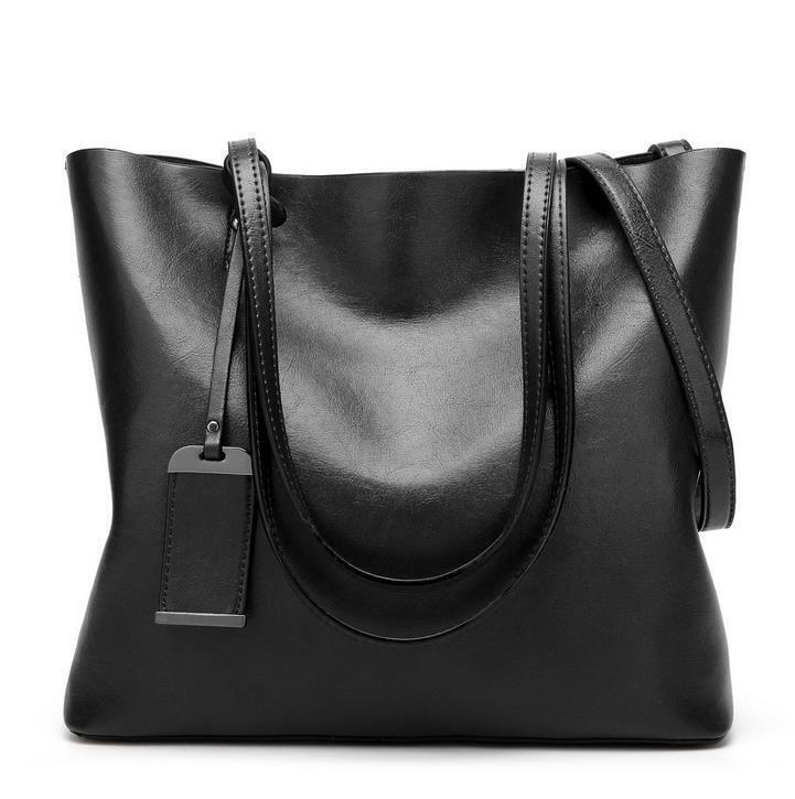 Leather Bucket Bag Double Strap Handbag Shoulder Bags Women Shopping