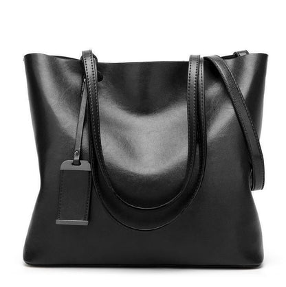Leather Bucket Bag Double Strap Handbag Shoulder Bags Women Shopping
