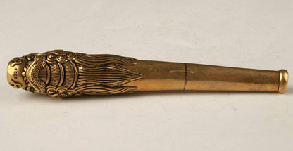 COLLECTION BRASS HAND-CARVED DRAGON STATUE OLD SMOKING TOOL Statues