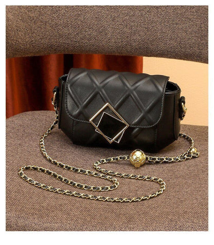 Cowhide Retro Single Chain Real Leather Bag Shoulder Messenger Small Golden Ball