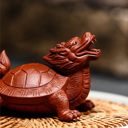Dragon Turtle Statue Tea Pet Tea Play Chinese Yixing Purple Clay Handmade Mascot