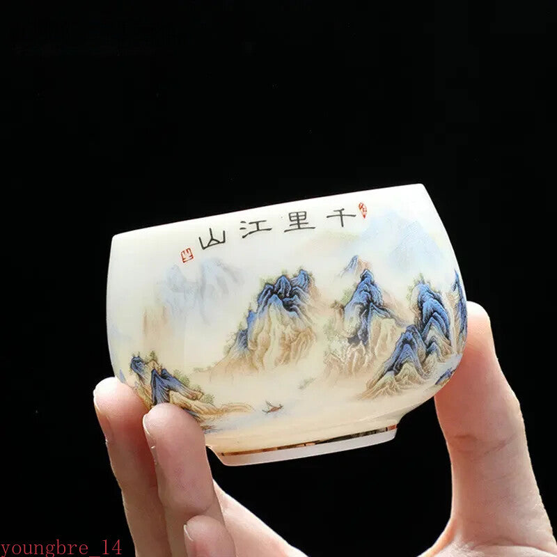 Lamb Fat Jade White Porcelain Tea Cup Handmade Ceramic Teacup Customized Tea Set
