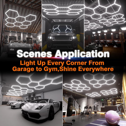 Hexagon Garage Lights: 248W 35 Pack 8 Grids LED Garage Lights - Easy Install 650