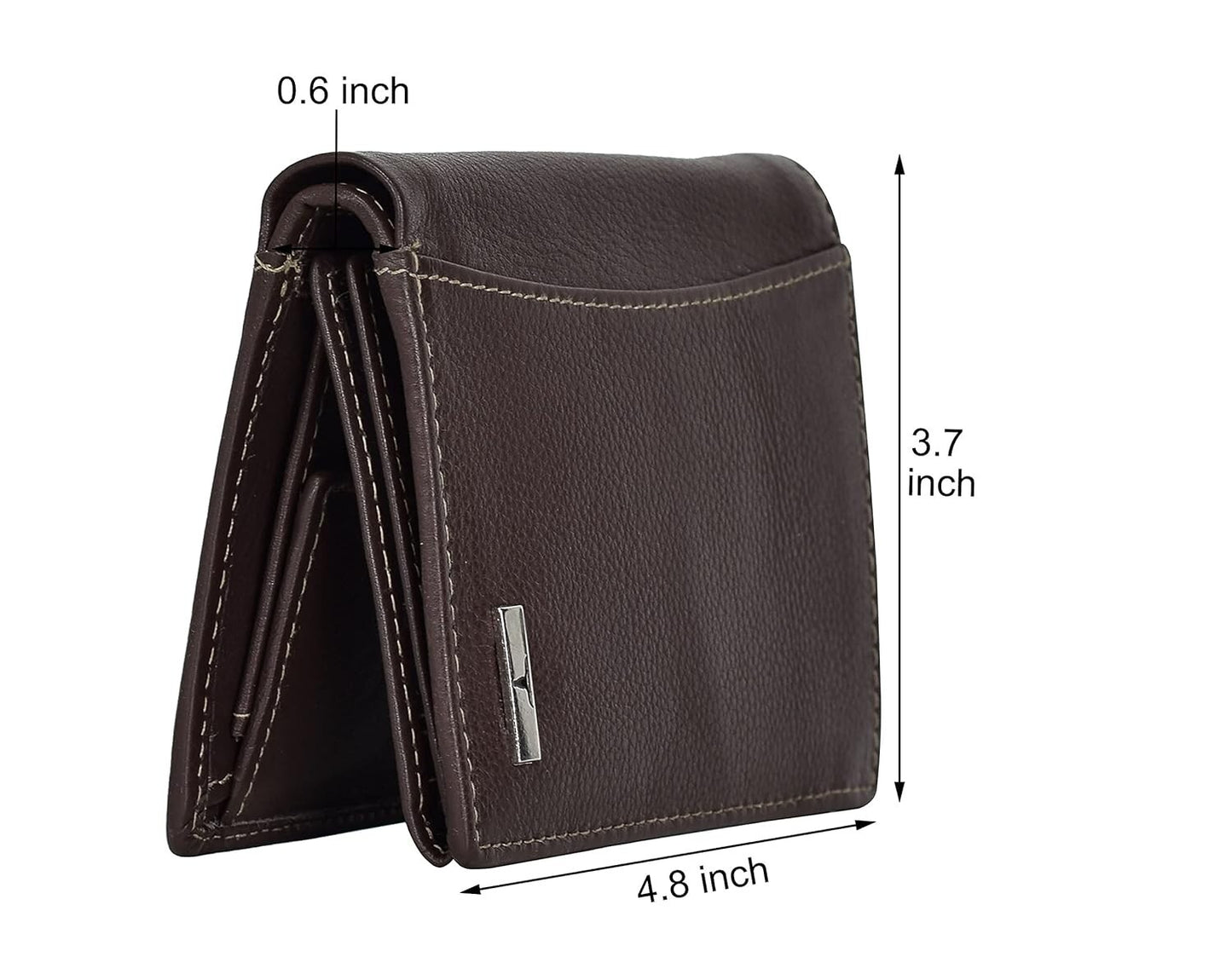 New Dark Brown Bi-Fold Leather Men's Wallet RFID Protection Gift Item