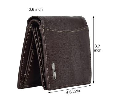 New Dark Brown Bi-Fold Leather Men's Wallet RFID Protection Gift Item