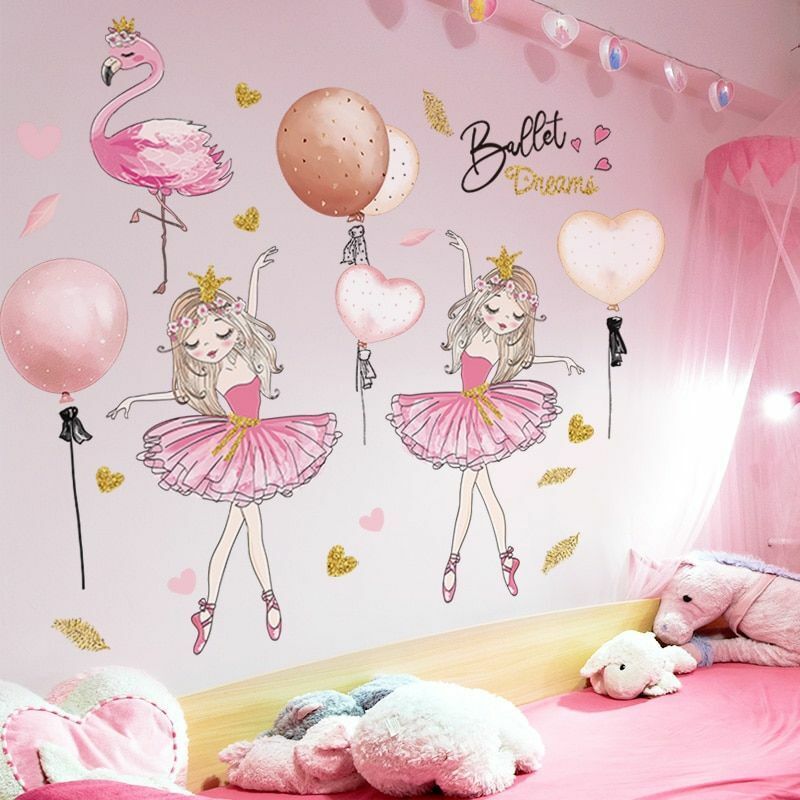 Wall Stickers Cartoon Girl Moon DIY Mural Decals Rooms Bedroom House Decoration