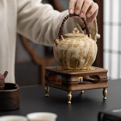 Black Walnut Tea Warmer Candle Heated Stove Teapot Warmer for Flower Tea