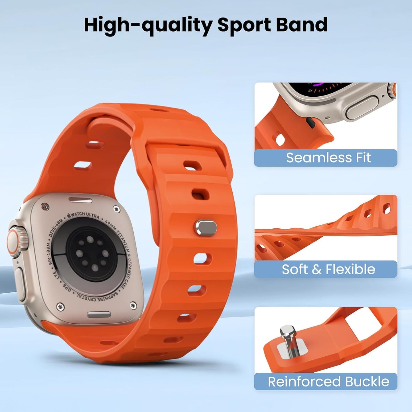 6 Pack Sport Bands Compatible with Apple Watch Ultra 3/2/1 49Mm 46Mm 45Mm 44Mm 4