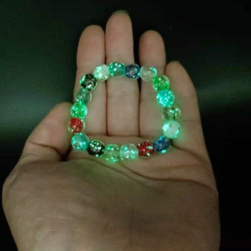 10mm Star Luminous Glazed Bracelet Fluorescent Green Beaded Hand Chain Jewelry