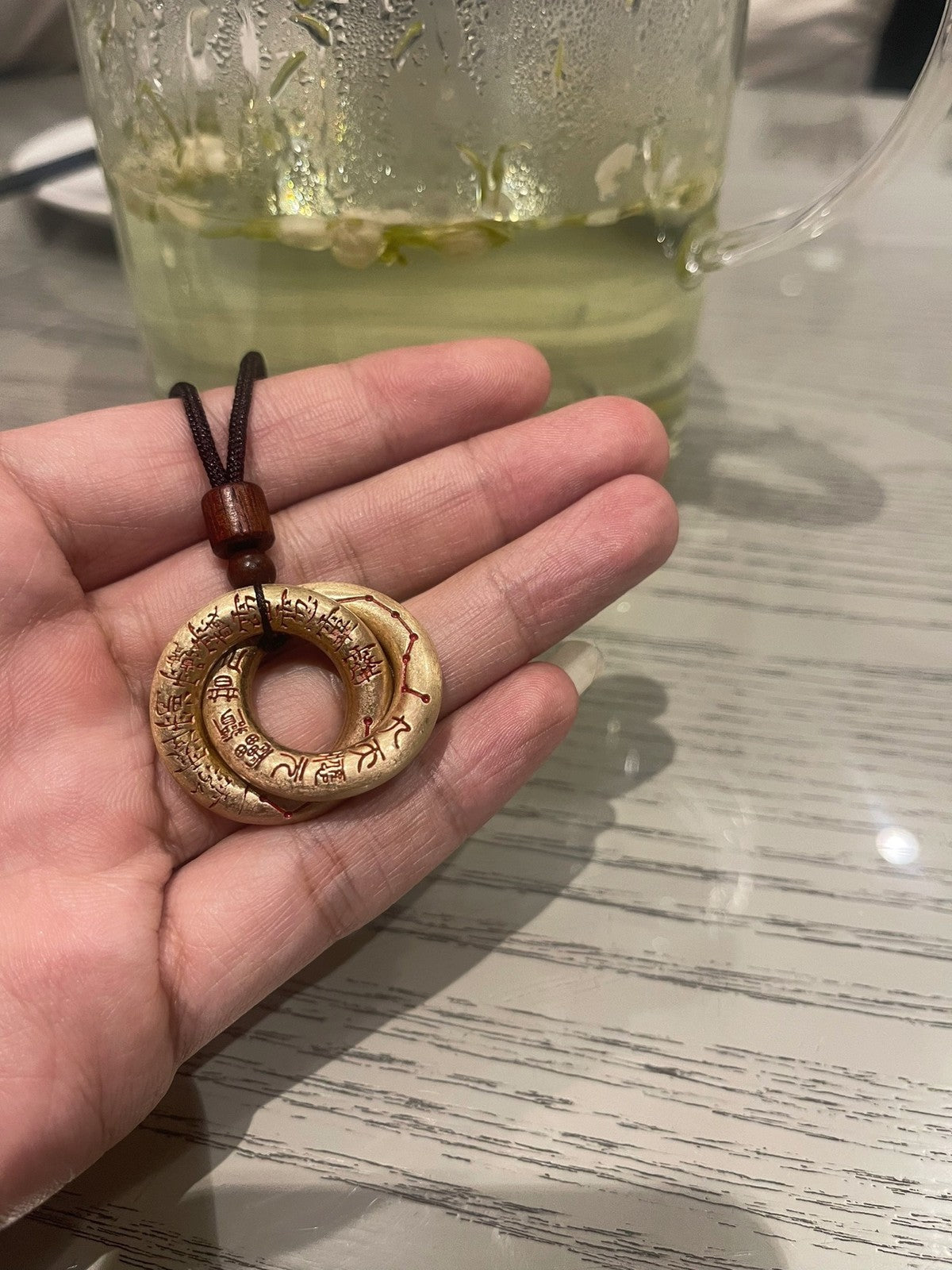 Brass Qiankun Circle Pendant Fengshui Handheld Ornament Taoist Amulet